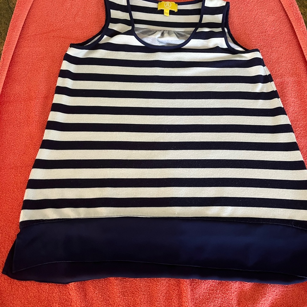 Blue and White Liz Lance sleeveless top. XS